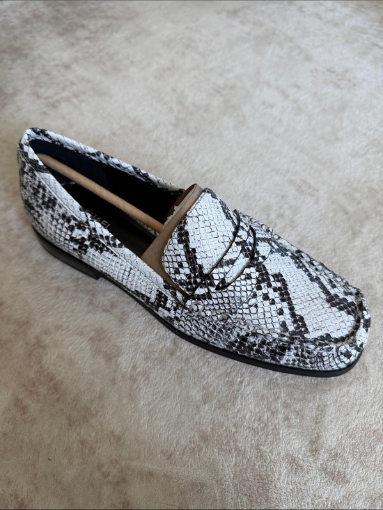 Michael Kors Shoes - Women’s Michael Kors Snake-Print Penny Loafers in Black & White